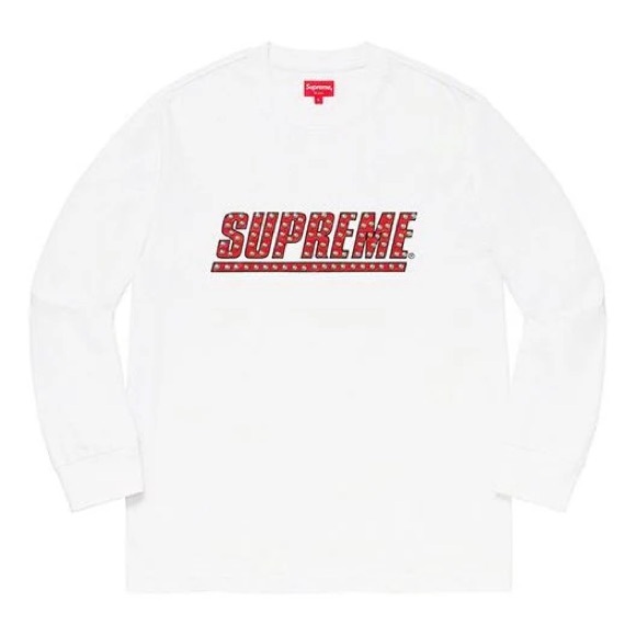 Supreme Studded L/S Top White, Red Logo, Silver Studs NWT Sealed SZ M SS20 - Picture 7 of 7